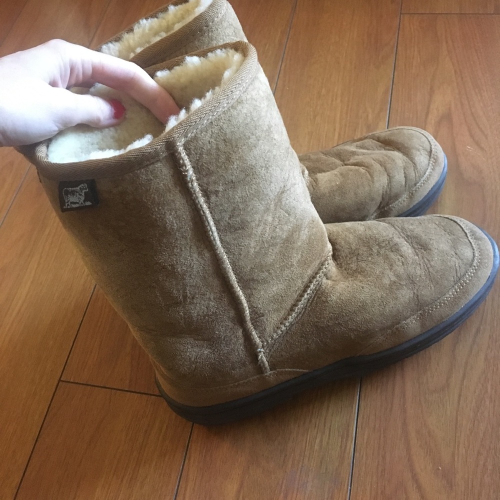 Tan sheepskin boots
